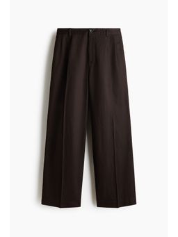 H&M - Men Brown Loose Fit Linen-Blend Trousers
