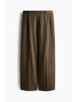 H&M - Men Brown Loose Fit Linen-Blend Trousers