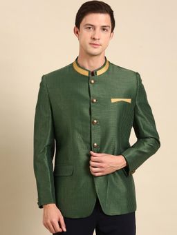 MAYANK MODI - Green Chanderi Checks Bandhgala