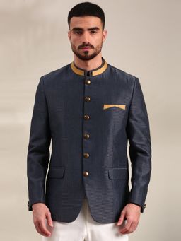 MAYANK MODI - Blue Chanderi Checks Bandhgala