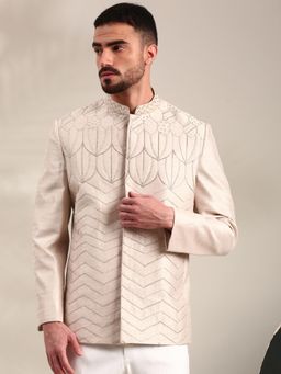 MAYANK MODI - Cream Bemberg Embroidered Bandhgala