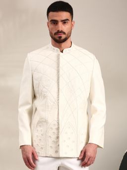 MAYANK MODI - Ivory Bemberg Embroidered Bandhgala