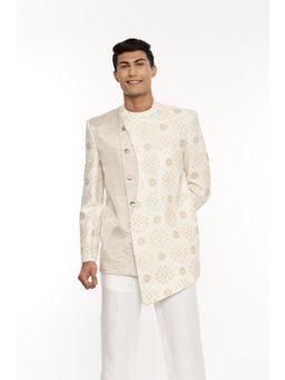 MAYANK MODI - Silver Tissue Embroidered Bandhgala