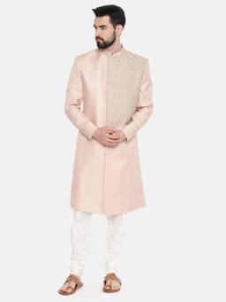 MAYANK MODI - Pink Embroidered Sherwani with Pyjama