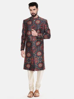 MAYANK MODI - Multi-Colored Floral Sherwani with Pyjama