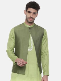 MAYANK MODI - Green Open Silk Jacket