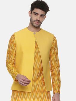 MAYANK MODI - Yellow Open Silk Jacket