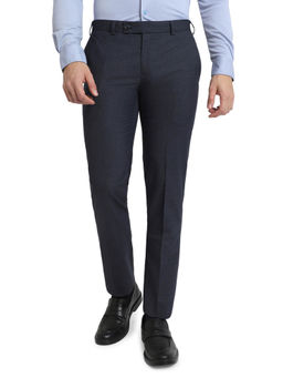 Park Avenue - Men Blue Solid Formal Trouser