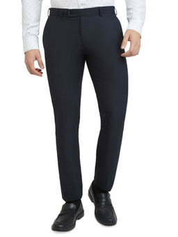 Park Avenue - Men Navy Blue Checks Formal Trouser