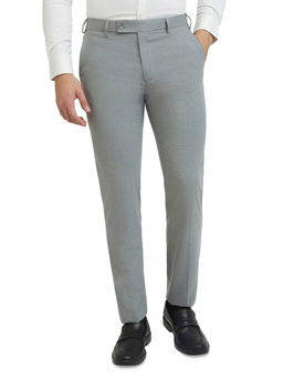 Park Avenue - Men Grey Solid Formal Trouser