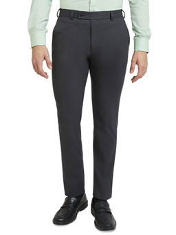 Park Avenue - Men Charcoal Solid Formal Trouser