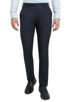 Park Avenue - Men Blue Solid Formal Trouser