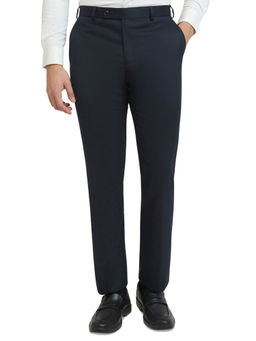 Park Avenue - Men Blue Solid Formal Trouser