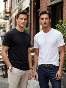 RIGO - Men Multi-Colour Solid Cotton Round Neck Half Sleeve T-Shirt (Pack of 2)