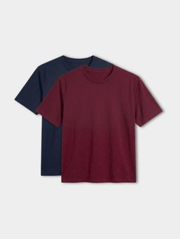 RIGO - Men Multi-Colour Solid Cotton Round Neck Half Sleeve T-Shirt (Pack of 2)