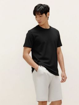 RIGO - Men Black Solid Round Neck Regular Fit Half Sleeve Cotton T-Shirt