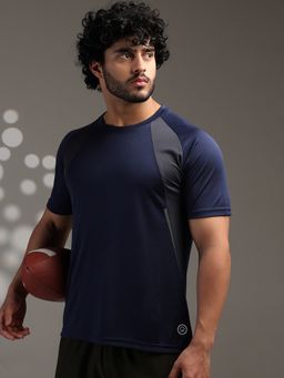 CHKOKKO - Navy Blue Men's Regular Fit Sports Gym and Outdoor Activities T-Shirt