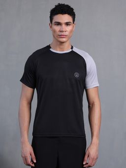 CHKOKKO - Black Men's Colorblock Gym T-Shirt