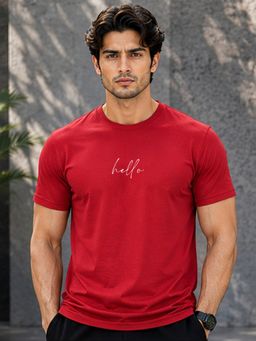 Dpassion - Red Men's Quick Dry Sports Gym Workout Training T-Shirt