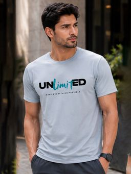 Dpassion - Blue Men's Quick Dry Sports Printed Gym Workout Training T-Shirt