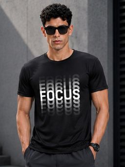 Dpassion - Black Men's Quick Dry Sports Typography Gym Workout Training T-Shirt
