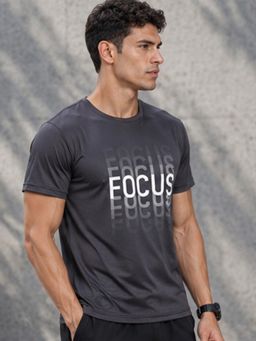 Dpassion - Grey Men's Quick Dry Sports Typography Gym Workout Training T-Shirt