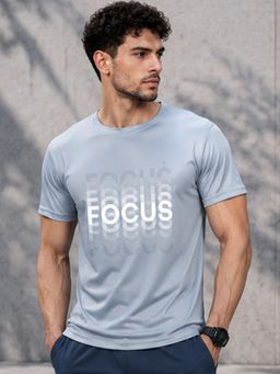 Dpassion - Blue Men's Quick Dry Sports Typography Gym Workout Training T-Shirt