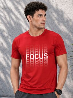 Dpassion - Red Men's Quick Dry Sports Typography Gym Workout Training T-Shirt
