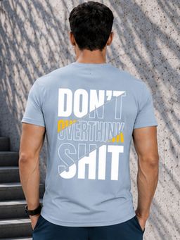 Dpassion - Blue Men's Quick Dry Sports Typography Gym Workout Training T-Shirt