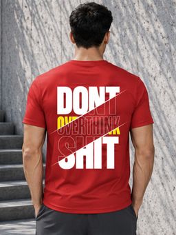 Dpassion - Red Men's Quick Dry Sports Typography Gym Workout Training T-Shirt