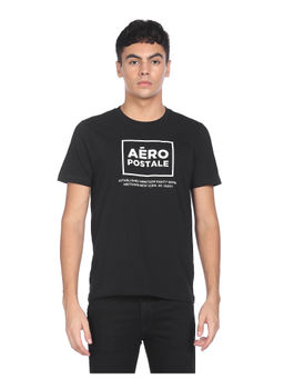 Aeropostale - Men Black Crew Neck Brand Print T-shirt
