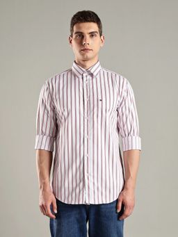 Tommy Hilfiger - Pink Striped Regular Fit Cotton Shirt