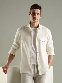 Tommy Hilfiger - White Solid Regular Fit Cotton Shirt