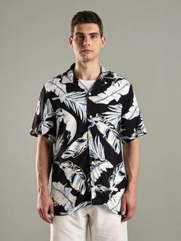 Tommy Hilfiger - Black Printed Regular Fit Viscose Shirt