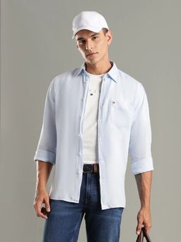 Tommy Hilfiger - Blue Solid Regular Fit Linen Shirt