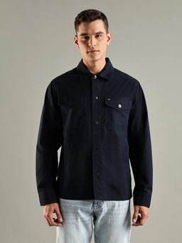 Tommy Hilfiger - Navy Blue Solid Regular Fit Cotton Shirt