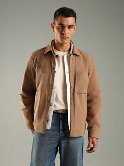 Tommy Hilfiger - Beige Solid Regular Fit Nylon Shirt