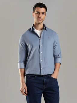 Tommy Hilfiger - Blue Solid Regular Fit Cotton Shirt