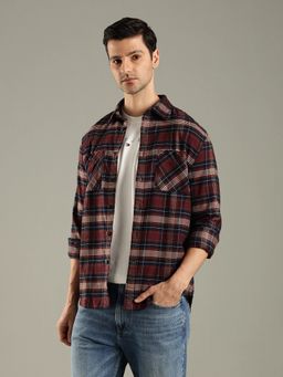 Tommy Hilfiger - Brown Checked Regular Fit Cotton Shirt