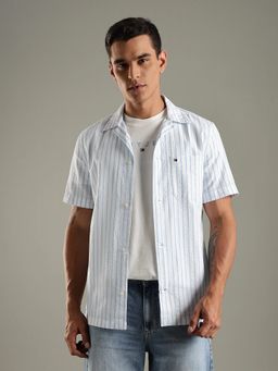 Tommy Hilfiger - Blue Striped Regular Fit Cotton Shirt