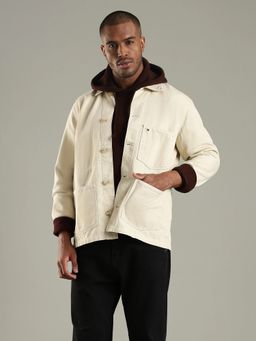 Tommy Hilfiger - Cream Solid Regular Fit Cotton Shirt