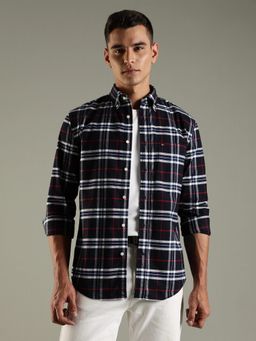 Tommy Hilfiger - Navy Blue Checked Regular Fit Cotton Shirt