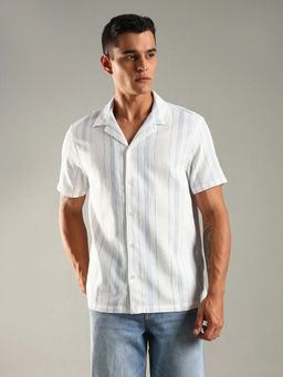 Tommy Hilfiger - White Striped Regular Fit Cotton Shirt