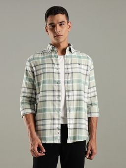 Tommy Hilfiger - Green Checked Regular Fit Cotton Shirt