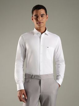 Tommy Hilfiger - White Solid Regular Fit Cotton Shirt