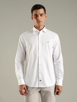 Tommy Hilfiger - White Textured Regular Fit Cotton Shirt