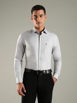 Tommy Hilfiger - Grey Self Design Regular Fit Cotton Shirt