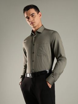 Tommy Hilfiger - Green Striped Regular Fit Cotton Shirt