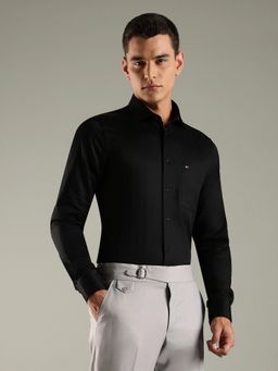 Tommy Hilfiger - Black Self Design Regular Fit Cotton Shirt