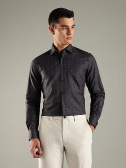 Tommy Hilfiger - Charcoal Checked Regular Fit Cotton Shirt